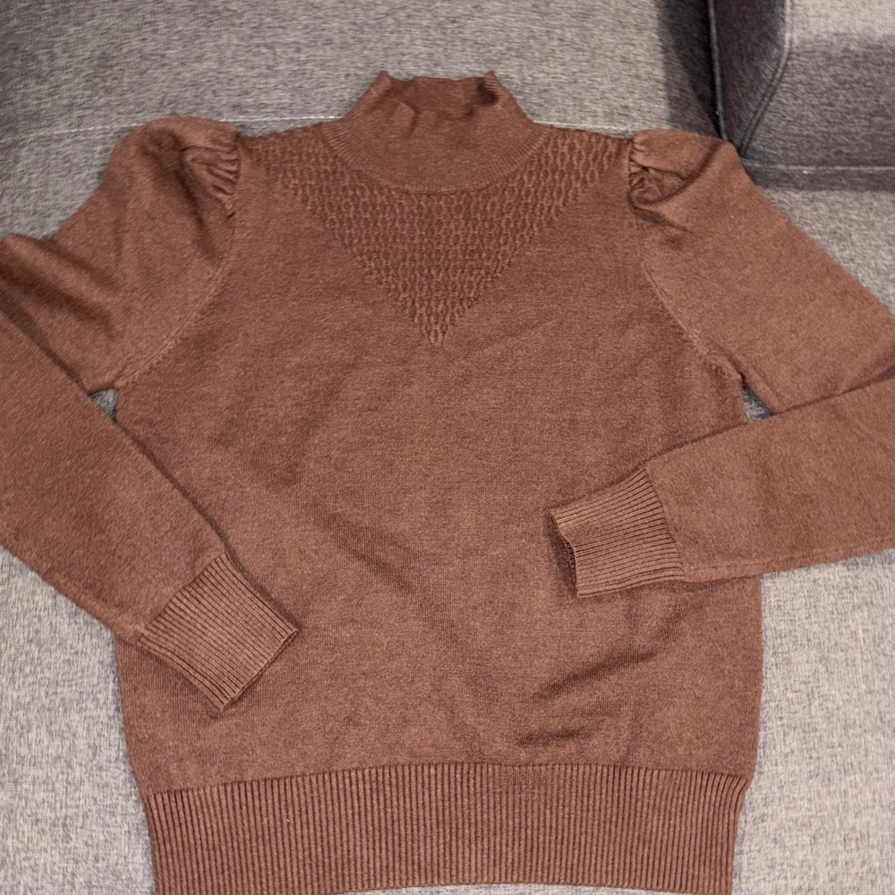 Brown Women's Mock-neck Sweater